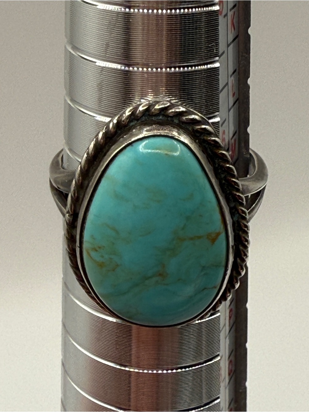 Vintage Navajo Sterling Silver Turquoise Ring 925 size 6.5 Really pretty stone! - Picture 4 of 14